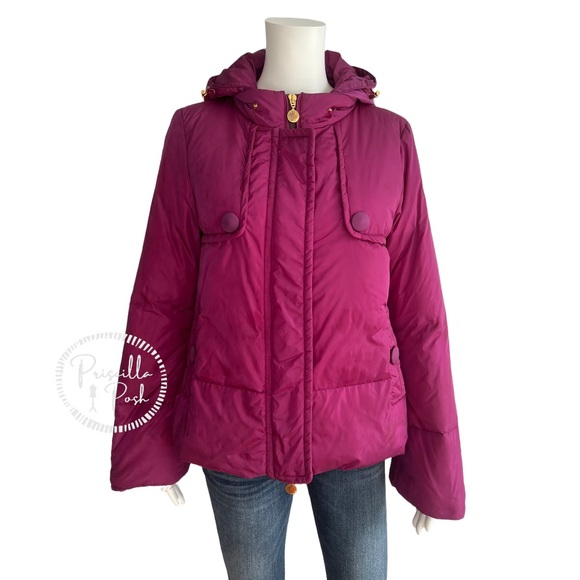 Moncler Magenta 'Amaryllis' Down Puffer Jacket Puffer Coat Fuchsia Pink Purple - Picture 3 of 14